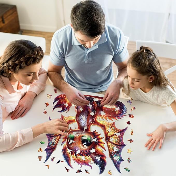 Wooden Puzzles for Adults, Dragon Wood Puzzles 200 Pieces, Irregular Animal Shaped Unique Wooden Jigsaw Puzzles, Creative Ghristmas Gift for Teenagers and Adults