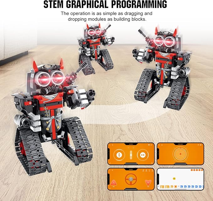 VINTOP Remote Control Robot Building Kit for Boys 6-12, 3-in-1 STEM Remote & APP Controlled Coding Gear Robot/Tank/RC Car, 419 Pcs Science Learning Educational Building Blocks Toy Set Gift for Kids