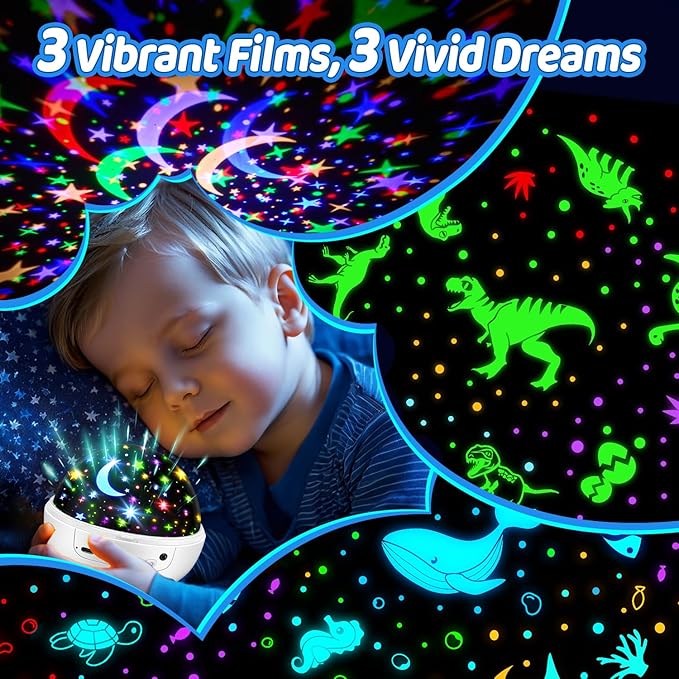 PIKOY Dinosaur Toys Night Light Projector, 93 Lighting Mode Baby Sensory Toys 6-12 Months,360° Rotate Kids Sensory Toys for Autism,Dimmable+Timer+Remote 1 Year Old Boy Gifts 1 Year Old Girl Gifts