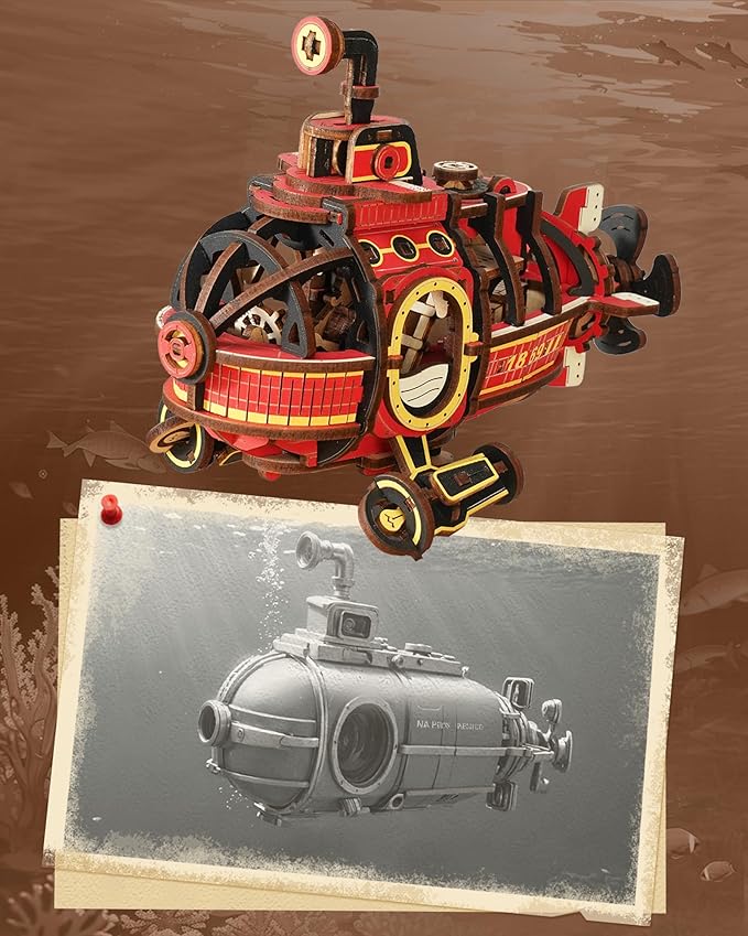 ROKR Pendulum Balance Toy, 3D Wooden Puzzles for Adults, Retro Deep-Sea Adventurer, DIY Craft Wood Puzzle Kit, Unique Gift for Men Women