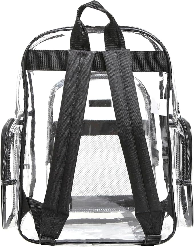 Wholesale 20-Pack Bulk Case Clear PVC Backpacks Bundle includes Black, Orange, Purple, and Green Trim, 17" Transparent School Approved Backpack, Daypack, Stadium Bag, Bookbag