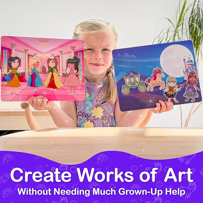 Craftikit ® Award-Winning Unicorn and Princess Foil Art & Rainbow Scratch Art for Kids- 2-in-1 Arts and Crafts Kit for Kids Ages 4-10 - Unicorn Crafts for Girls Ages 4, 5, 6, 7, 8, 9, 10