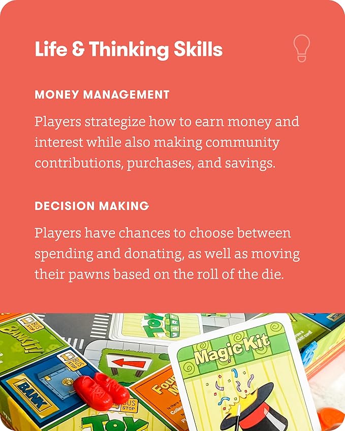 SimplyFun BankIt! - Money Game for Kids - Learn to Save, Spend, Donate, Earn Bank Interest and More - Game for Kids Ages 8 and Up, 1 to 4 Players