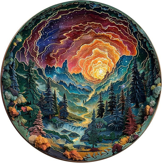 Jigfoxy Wooden Puzzles for Adults, Visual 3D Cave Sky Wood Puzzles Adult, Unique Animal Shape Wooden Jigsaw Puzzles for Adults, Birthday Gifts for Puzzle Lovers, Family (M-11.4 * 11.4in-200pcs)