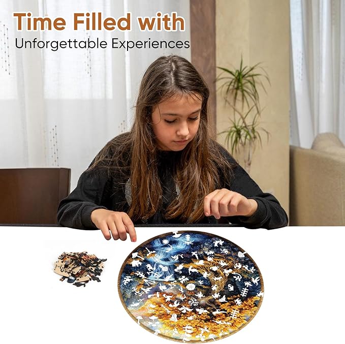Wooden Puzzles for Adults, Tree of Life Waterfall River Wooden Jigsaw Puzzles 200pcs,11.2x11.2in, Medium, Unique Shape Adult Puzzles,Irregular Creative for Adults and Kids Family Game