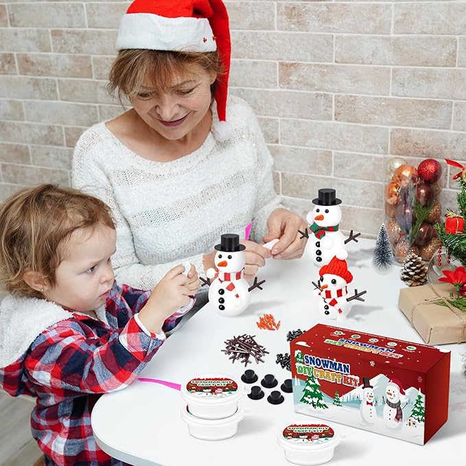 9 Pack Build a Modeling Clay Snowman Kit, Snowman DIY Christmas Crafts for Kids, Christmas Crafts Xmas Gift Winter