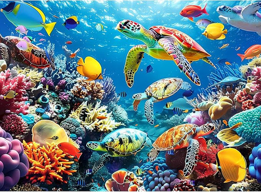 500 Piece Puzzle for Adults, Turtle Jigsaw Puzzles, Sea Animals Puzzles 500 Pieces, Birthday and Barious Holiday Party for Family Kids and Adults, Funny Puzzle for Adults, 20.5x15 in
