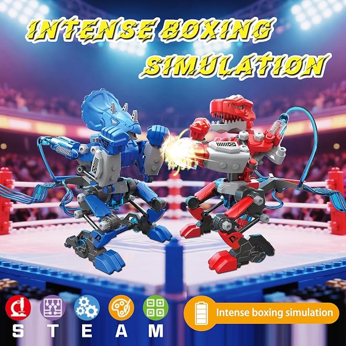 Hydraulic Boxing Bots, STEM Building Kit for Kids, Build 2 Hydraulic-Powered Battle Robots for Kids, STEM Educational Fighting Robots Toy Set, Gift for Birthday for Boys & Girls Ages 8-16
