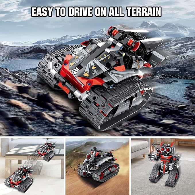 VINTOP Remote Control Robot Building Kit for Boys 6-12, 3-in-1 STEM Remote & APP Controlled Coding Gear Robot/Tank/RC Car, 419 Pcs Science Learning Educational Building Blocks Toy Set Gift for Kids