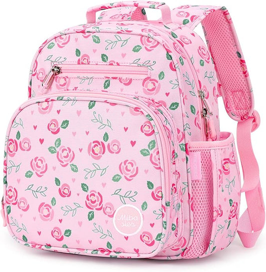 mibasies Toddler Backpack for Girls 2-4: Preschool Kindergarten Backpack - Cute Kids Backpacks for Girls - Summer Rose Pink