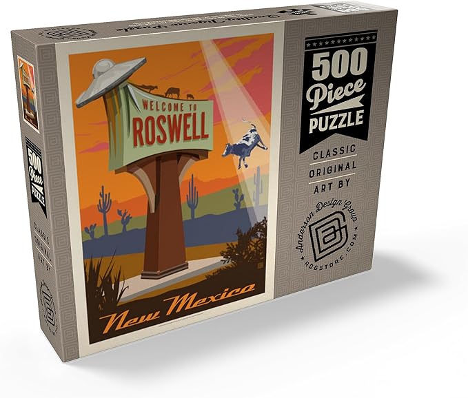 MyPuzzle Roswell, New Mexico, Vintage Poster - Premium 500 Piece Jigsaw Puzzle for Adults