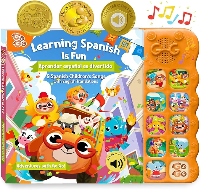 GO GO Spanish Musical Book Vol 3: 8 English and Spanish Books for Kids, Bilingual Toys for Toddlers 1-3, Learning Toys for Toddlers 1-3, Libro Interactivo para Niños