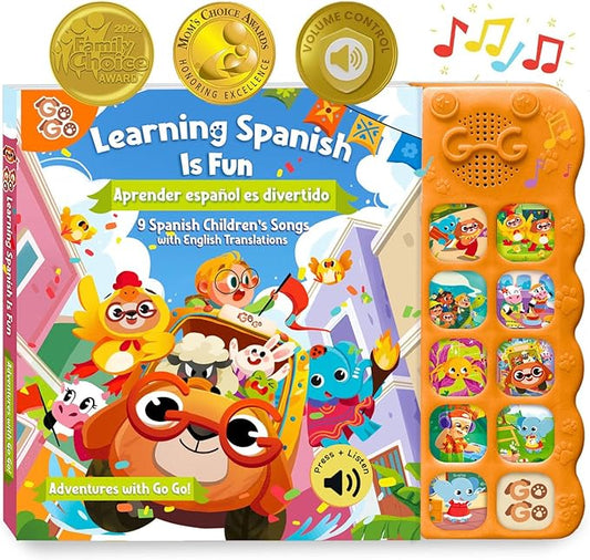 GO GO Spanish Musical Book Vol 3: 8 English and Spanish Books for Kids, Bilingual Toys for Toddlers 1-3, Learning Toys for Toddlers 1-3, Libro Interactivo para Niños