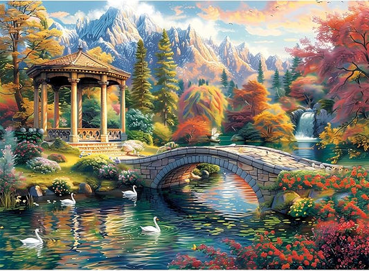 300 Piece Puzzles for Adults, Swan Forest Puzzle 300 Pieces Jigsaw Puzzles Recycled Cardboard Paper Puzzles Difficult Challenging Puzzles Perfect for Family Games 20.5 * 15IN