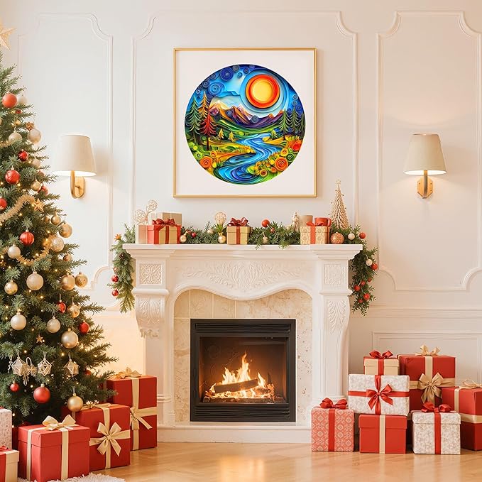 Wooden Puzzles for Adults - Unique Animal Shaped Sunrise Scenery Puzzle, 3D Vision Wooden Jigsaw Puzzle, Christmas Birthday Gifts for Friends/Family, Home Decor 11.4 * 11.4in 200pcs