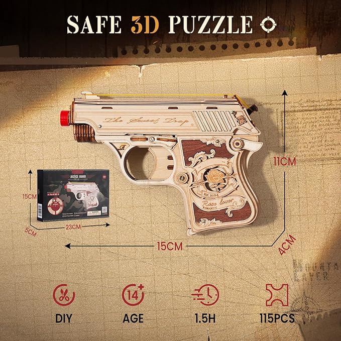ROKR 3D Puzzles for Adults Mechanical Puzzles Rubber Band Shooter Wooden Puzzle Model Home Decor Desk Decoration Birthday Gifts for Teen Boys and Adults(LQ502)