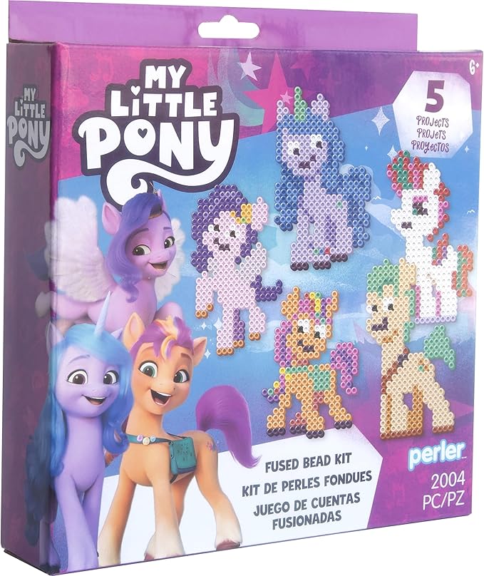 Perler 80-56993 My Little Pony Fused Bead Activity Kit with Pegboard and 5 Patterns, Multicolor, 2004 Pieces