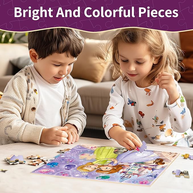 Puzzles for Kids Ages 4-6, 100 Piece Jigsaw Puzzles in Metal Box, Educational Learning Toys for Boys and Girls, Premium Puzzle Games, Kids Puzzles Ages 3-5 Gift