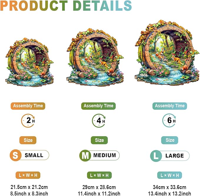 Wooden Puzzles for Adults - Happy Foxes Wooden Jigsaw Puzzle - Unique Animal Shaped Wood Puzzles Adult - Christmas Birthday Gifts for Adults/Friends/Family - 200pcs 11.4 * 11.2in