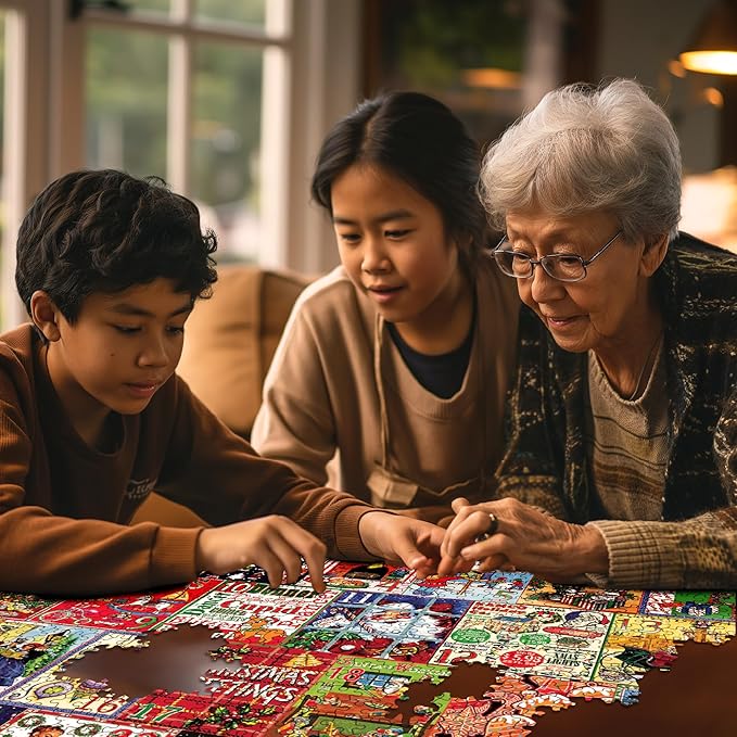 White Mountain 1000 Piece Jigsaw Puzzle Winter Christmas Holiday Puzzles for Adults and Kids 24"x30" Large Pieces - Christmas Calendar