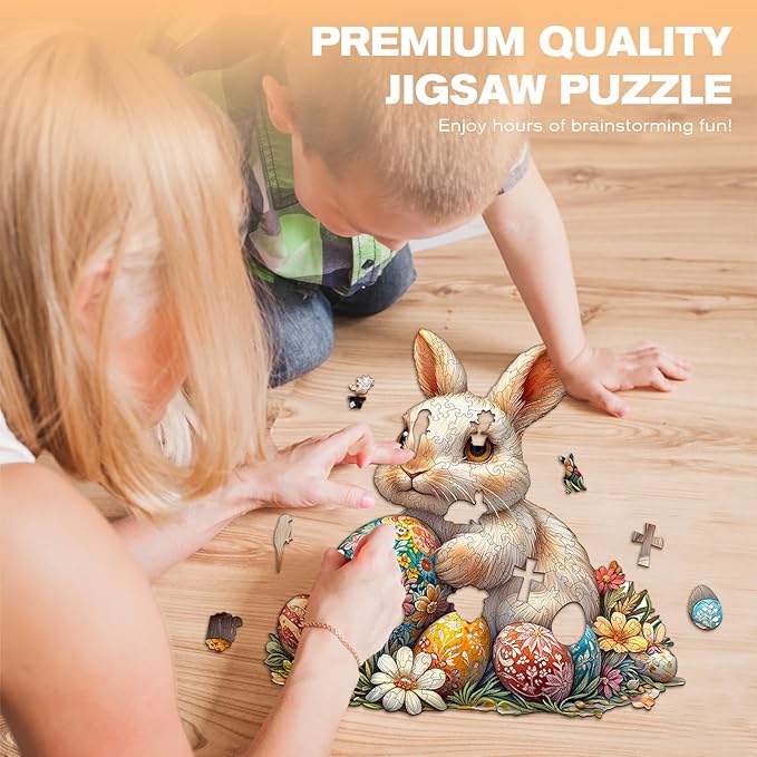 Wooden Puzzles for Adults - Wonderful Easter Bunny Wooden Puzzles - Unique Shaped Wooden Jigsaw Puzzles - Animal Wooden Puzzle Creative Bunny Gifts - Puzzle Toys - (170pcs)
