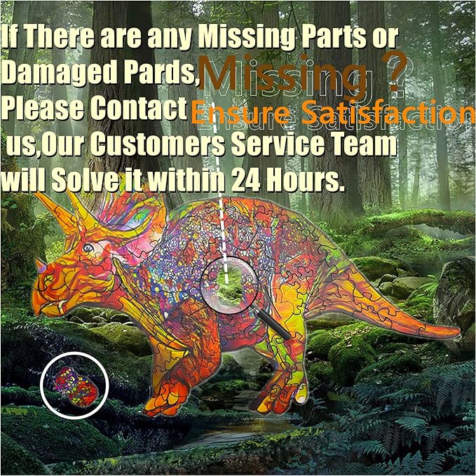 Wooden Jigsaw Puzzle for Adults,Unique Triceratops Dinosaur Animals Shaped Magic Puzzle Pieces Best Gift for Adults,Can be Used as a Cool Mouse Pad,277pcs (17.32x9.05 in) 02