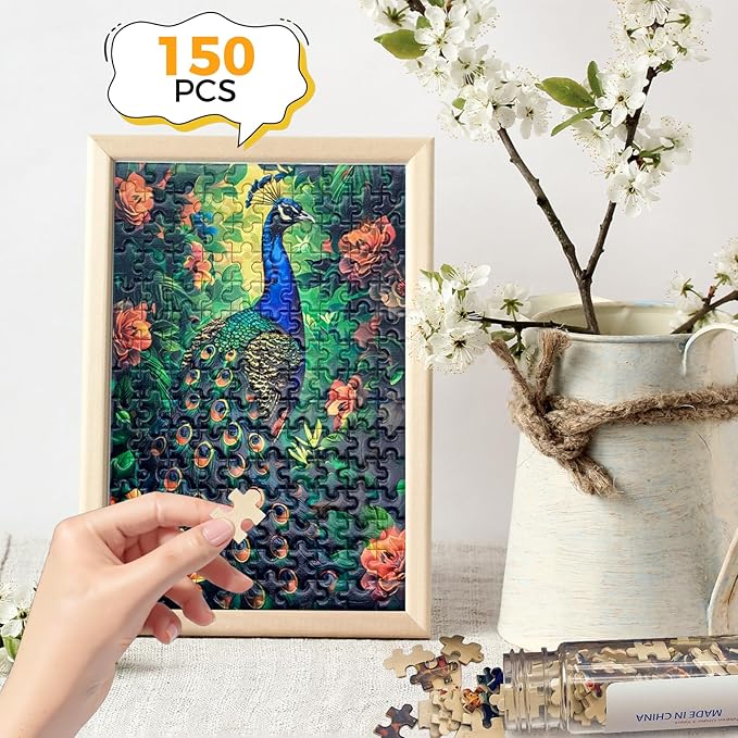 150 Pieces Mini Jigsaw Puzzles for Adults & Kids,6 x 4 Inches,Mini Puzzles,Travel Puzzle,Small Puzzles Challenging Difficult Puzzle,3 Pack Animal Series