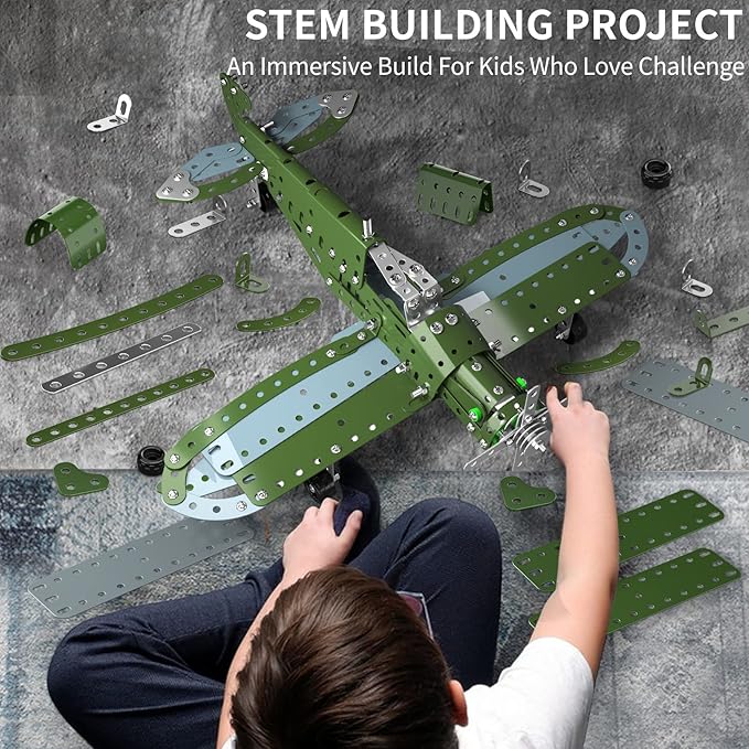 STEM Building Projects Model Airplane Set - 285 Pieces STEM Project Building Toys for Kids Ages 8-12-16, Assembly Science Kit Educational Birthday Gift for Kids Boys 8 9 10 11 12 Years Old