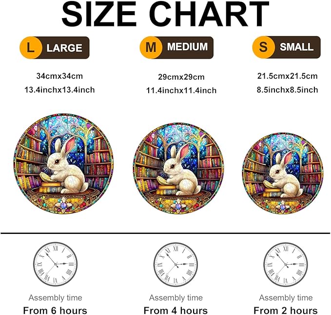 Wooden Puzzles for Adults, Wooden Jigsaw Puzzles for Adults Kids, Library Rabbit Unique Shaped Wood Puzzles Adult, Creative Birthday Gifts for Friends Family Game (11.4 * 11.4in 200pcs)