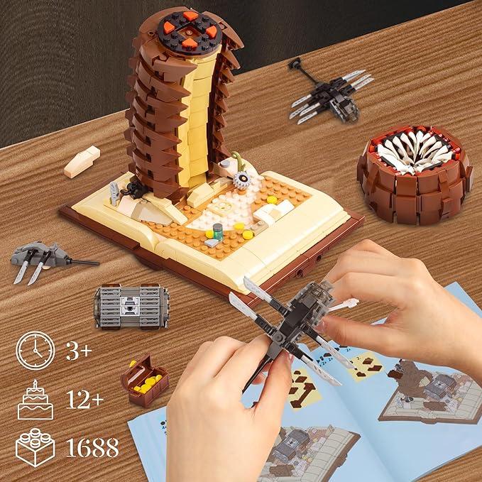 Sandworm Monster Building Blocks for Adults, Equipped with Suspended Ornithopter Building Set for Boy 8-12, Classic Movie Construction Building Blocks Toy for Movie Fans, 1688Pcs