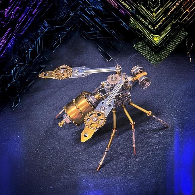 Steampunk Metal Insect Bug Mechanical Steampunk Sculpture Steampunk Mechanical Insect Clockwork 3D Steampunk Metal Puzzle Kits for Adults (Mechanical Wasp A)