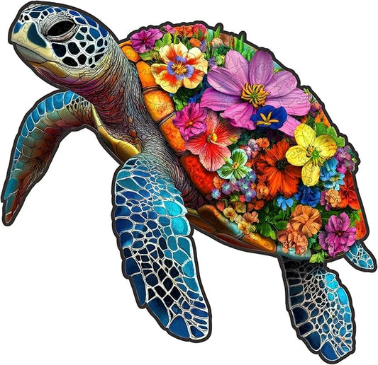 Wooden Puzzles for Adults, Sea Turtle Puzzles 200 Pieces-5MM Thickness, Ocean Puzzles with Unique Shaped 12.5x15.1 Inch, Birthday Gift Family Games