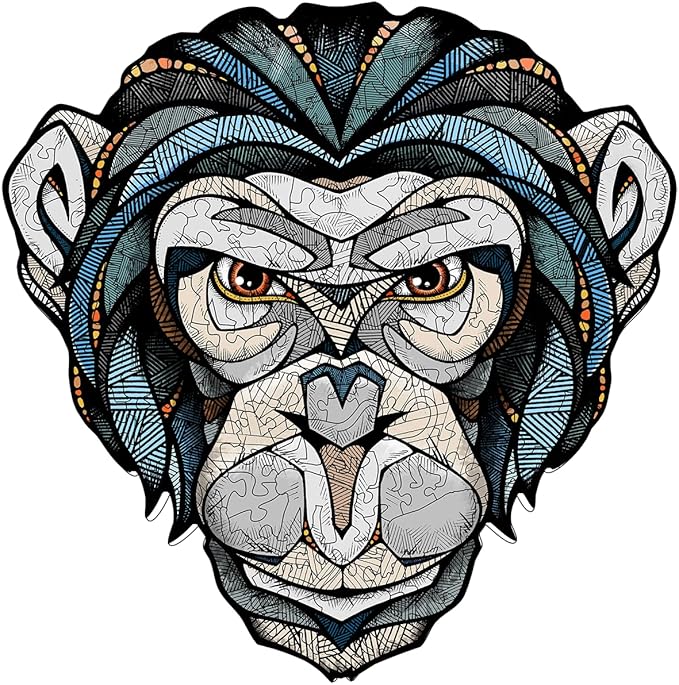 EWA Home Décor – Chimp (Chimpanzee) Small 110 Pieces – Wooden Jigsaw Puzzle for Adults – Perfect for Artistic Home Decoration and Mindful Relaxation