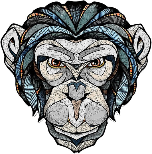 EWA Home Décor – Chimp (Chimpanzee) Small 110 Pieces – Wooden Jigsaw Puzzle for Adults – Perfect for Artistic Home Decoration and Mindful Relaxation