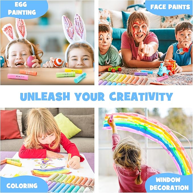 Shuttle Art Tempera Paint Sticks, 20 Pastel Colors, Solid Tempera Paint for Kids, Super Quick Drying, Works Great on Paper Wood Glass Ceramic Canvas