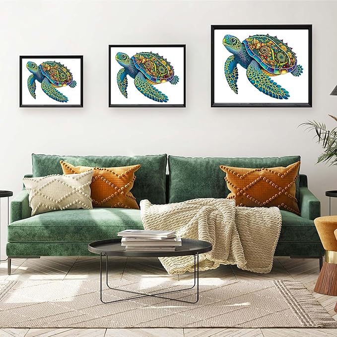 Wooden Puzzles, 242 Pieces Sea Turtle Jigsaw Puzzles, Unique Shaped Wooden Puzzle for Adults and Kids, Family Game (Sea Turtle, Royal)