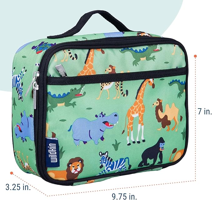 Wildkin Kids Insulated Lunch Box – Durable and Reusable for School & Travel - Wild Animals