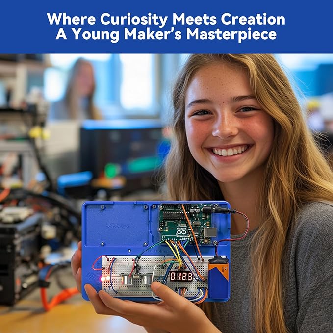 SunFounder Inventor Lab Starter Kit with Original Arduino Uno R3 REV3 Board Multimeter Basic to Advance 34 Projects RAB Breadboard Holder HCSR-04 Sensor 1602 LCD Servo Motor