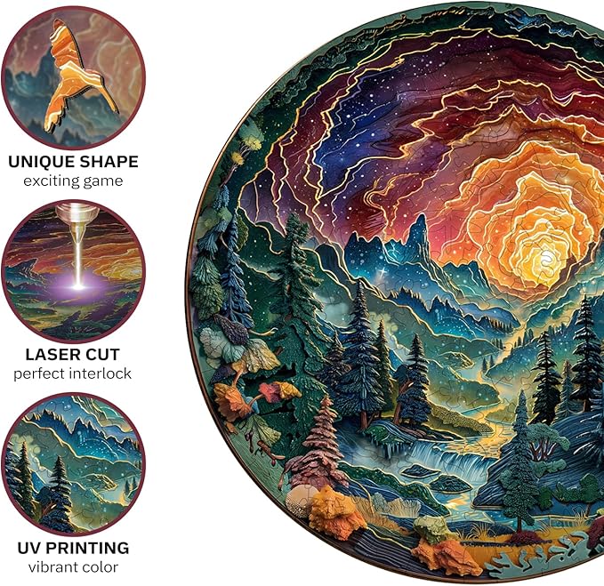 Jigfoxy Wooden Puzzles for Adults, Visual 3D Cave Sky Wood Puzzles Adult, Unique Animal Shape Wooden Jigsaw Puzzles for Adults, Birthday Gifts for Puzzle Lovers, Family (S-8.5 * 8.5in-100pcs)