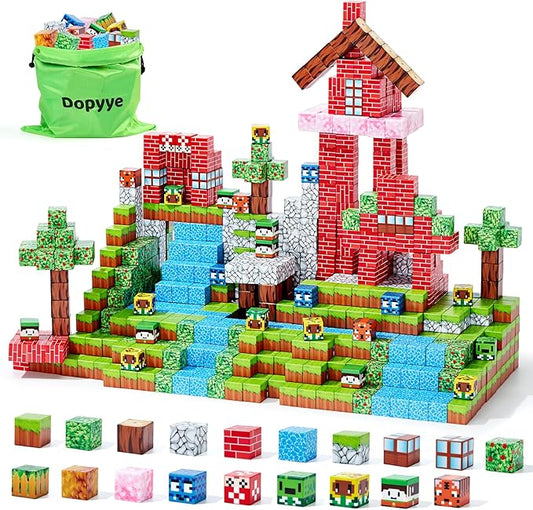 Magnetic Blocks, 100 PCS Magnetic Building Blocks, Forest Theme 1-Inch STEM Constructions Magnet Blocks for Boys Girls Ages 3+, Educational Sensory Stacking Toys for Kids Christmas Birthday Gifts