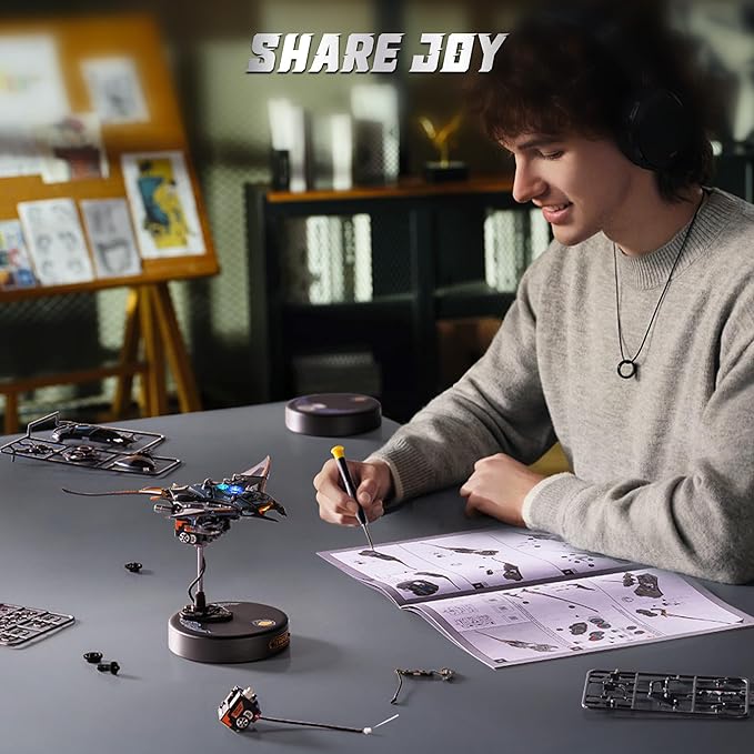 ROKR 3D Metal Puzzles for Adults, Manta Ray Mechanical, 3D Metal Model Kits for Adults to Build, Unique Electric Mechanical Toy