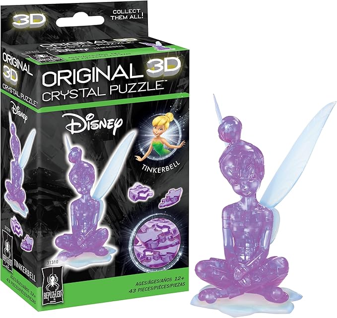 BePuzzled, Tinkerbell Original 3D Crystal Puzzle, Perfect for Puzzlers Ages 12 and Up, Challenging to Complete and Beautiful to Display, Collect Them All