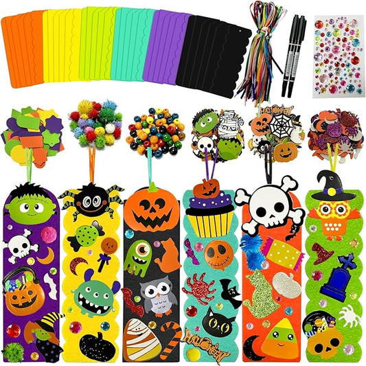 FYXGZZH 36 Sets Halloween Crafts Kits for Kids Bulk, Fall DIY Bookbark Crafts for Classroom Activities