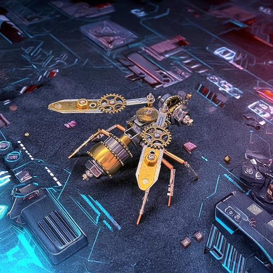 Steampunk Metal Insect Bug Mechanical Steampunk Sculpture Steampunk Mechanical Insect Clockwork 3D Steampunk Metal Puzzle Kits for Adults (Mechanical Bee A)