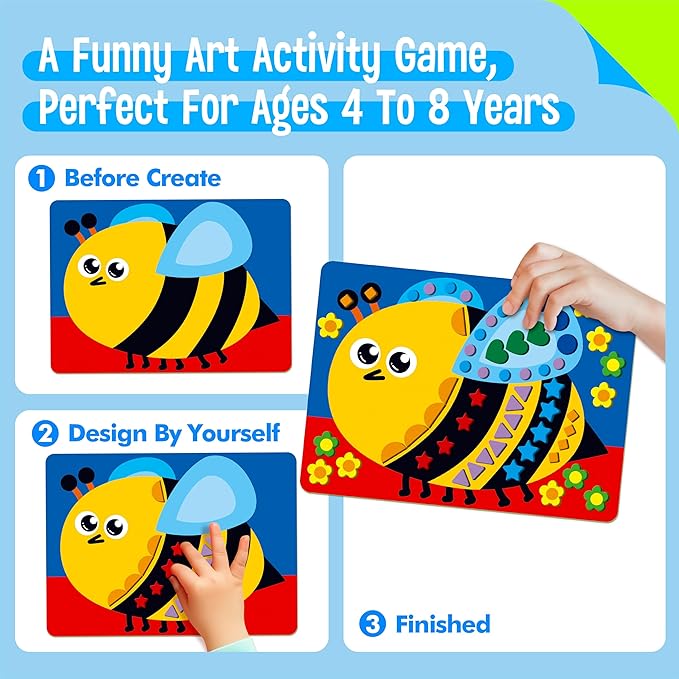 Sticker Art Activity, 20 Animals With 1660 Foam Stickers in 10 Colors - Fun DIY Craft Kits Travel Game for Kids, Boys & Girls