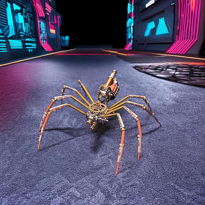 Steampunk Metal Insect Bug Mechanical Sculpture Insect Clockwork 3D Steampunk Metal Puzzle Kits for Adults (Mechanical Spider C)