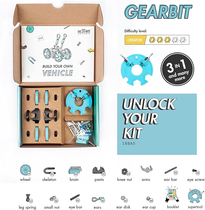 The Off Bits Vehicle STEAM Building Set, Educational Gift Idea, Build Your Own Robot Toy for Kids Age 6 7 8 9+ Year Old Boys and Girls, Stem Toys Engineering Kit, Construction Toys Steam Gift