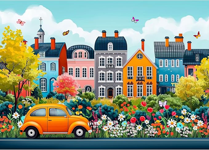 1000 Piece Puzzle for Adults, Small Town Scenery Jigsaw Puzzle, Impossible Puzzles Game, Interlock Perfectly No Dust, Home Decoration Puzzle, Gift for Friends Parents Kids Couples