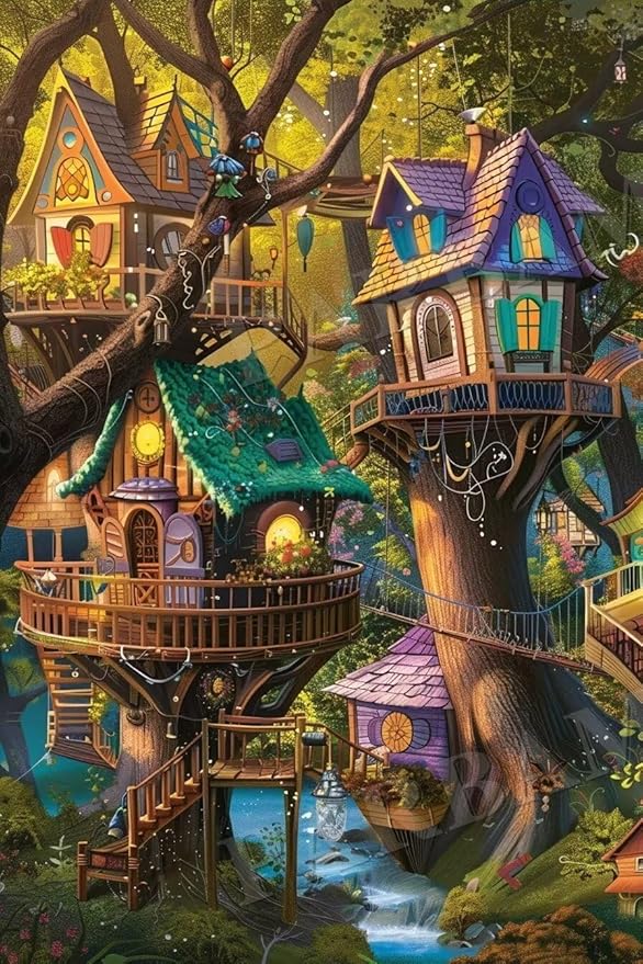 500 Piece Puzzles Tree House in The Sun Wooden Puzzles for Adults,Take Time to Get a Sense of Accomplishment - Original Beauty for Unique Room Decor & Collectibles