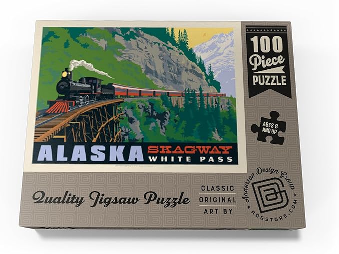MyPuzzle Alaska: Skagway, Vintage Poster - Premium 100 Piece Jigsaw Puzzle for Adults